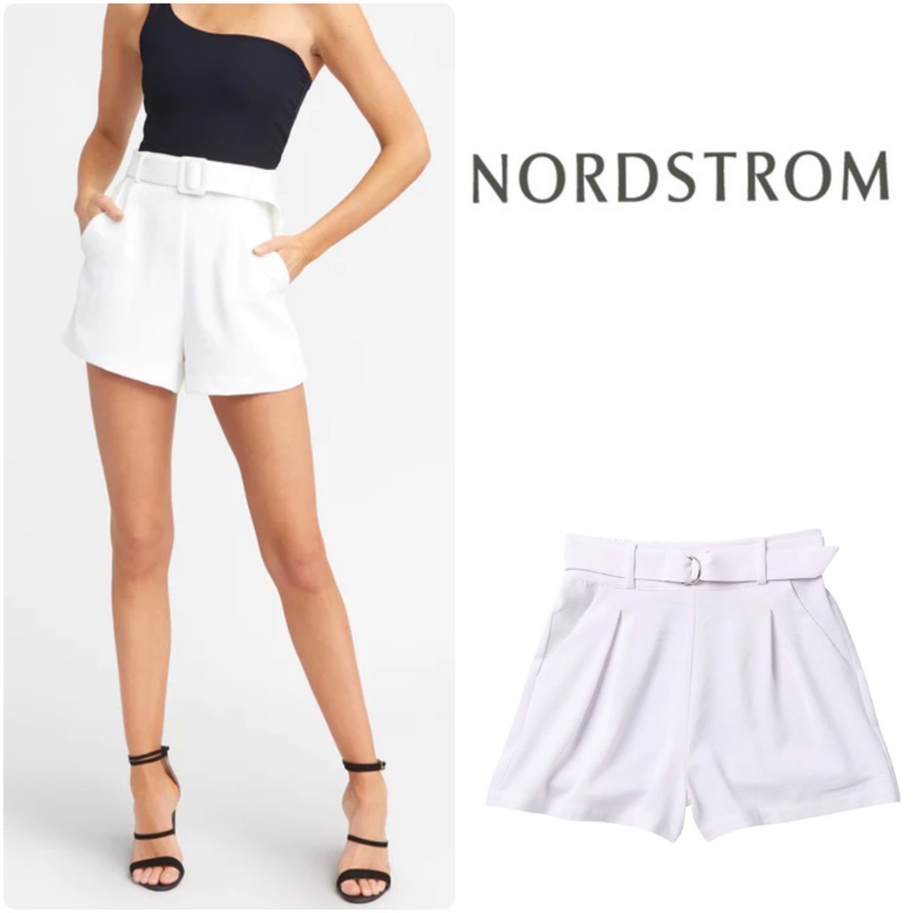 NWT Nordstrom Abound white belted pleat high waisted shorts Large